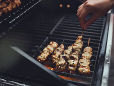 Sate skewers on a grill rack