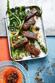 Braised tempeh with green vegetables (Asia)