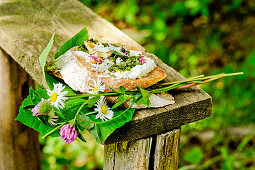 Crostoni with fresh herbs and cream cheese