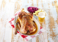 Bavarian goose with apple red cabbage