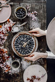 Vegan cashew cheescake with blueberries