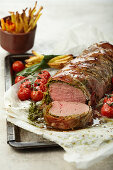 Fillet of beef in a wild garlic pancetta coating