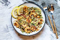 Zoodles with shrimps