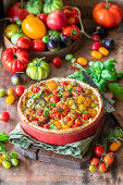 Pie with baked tomatoes