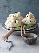 Hom Bao (steamed yeast dumplings) with mushroom filling