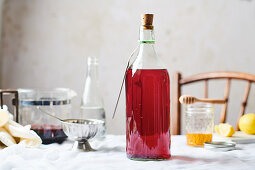 Homemade fruit juice in a bottle