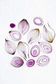 Translucent purple onion slices