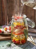Preserved mixed pickle kebabs with rosemary