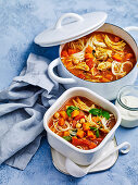 Spiced Moroccan chicken noodle soup