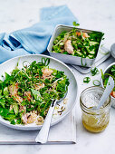 Trout, wild rice and snow pea salad 'to go'