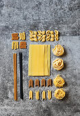 Raw pasta selection