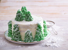 Christmas cake with trees