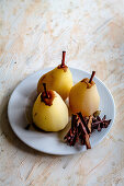 Poached pears spices