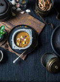 South Indian style vegan garlic curry with coconut paste