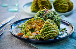 Savoy cabbage parcels filled with haddock