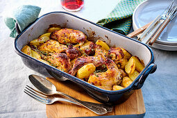 Oven roast rabbit with potatoes