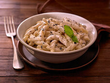 Fusilli with cream sauce and parmesan