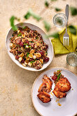 Quinoa salad with gooseberries with roasted chicken