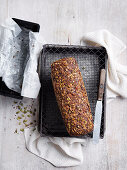 Loaf of bread with nuts and seeds