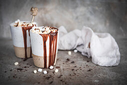 Hot chocolate topped with mini marshmallows
