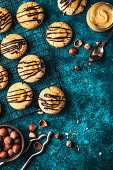 Vegan cookies with hazelnuts salted caramel and chocolate