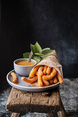 Vegan churros with salted caramel