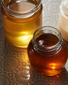Different kinds of honey in jars