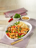 Thai curry stir fry with chicken and peanuts