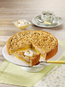 Yellow plum crumble cake