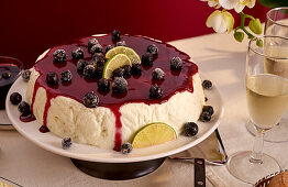 Bavarian cream with lime and blackcurrants
