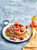 Gluten-free buckwheat waffles with golden syrup