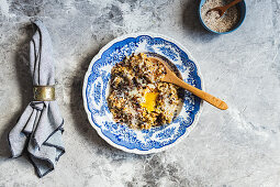 Savoury Oats with Poached Eggs, Pecorino and Aleppo Pepper