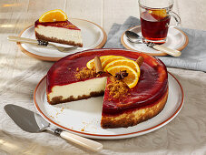 Cheesecake with mulled wine jelly