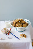 Muesli cookies and a glass of milk