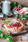 White chocolate rasberry tart