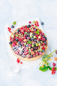 Berry tart with baked custurd