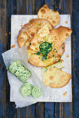 Wild garlic butter on music paper bread