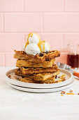 Pumpkin maple waffles with pecans