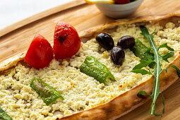 Turkish pide with sheep’s cheese
