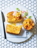 Cheesy Sandwich with Fermented Pineapple Cauliflower Kimchi