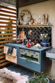 Christmas decorated outdoor kitchen