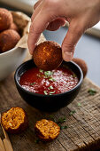 Fried cheese balls with homemade ketchup (keto cuisine)