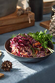 Coleslaw made from red cabbage and carrots