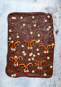 Dark chocolate with a reindeer motif