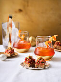 Tatar canapes with wholegrain mustard, Boulevardier cocktails (Christmas)