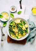 Risotto with green asparagus, basil and cheese
