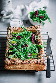 Asparagus tart with greens