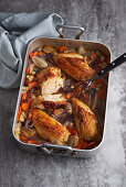 Braised Chicken with onions and carrots