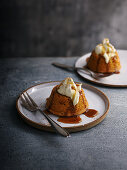 Brown sugar cakes with sour cream and coffee syrup