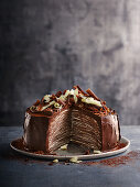Chocolate banana crepe cake